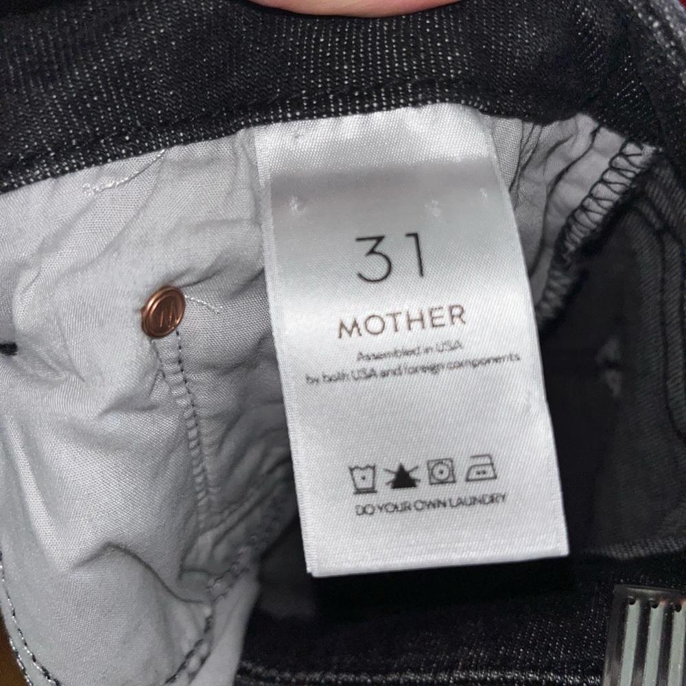 MOTHER THE LOOKER High Rise Charcoal Skinny Denim Jeans Raw Hem Size 31 - Picture 3 of 5